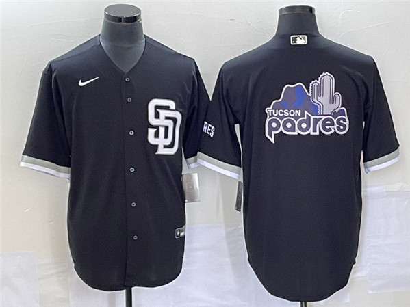 Men's San Diego Padres Black Team Big Logo Cool Base Stitched Baseball Jersey